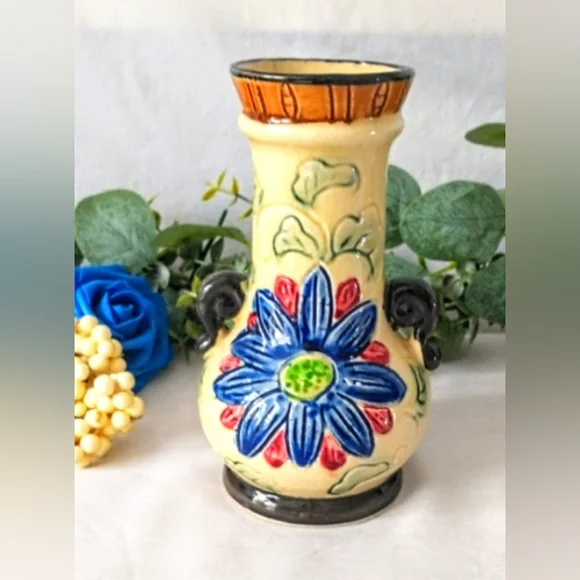 Antique Japanese Moriyama Hand Painted Vase - Double Handles - Picture 2 of 10